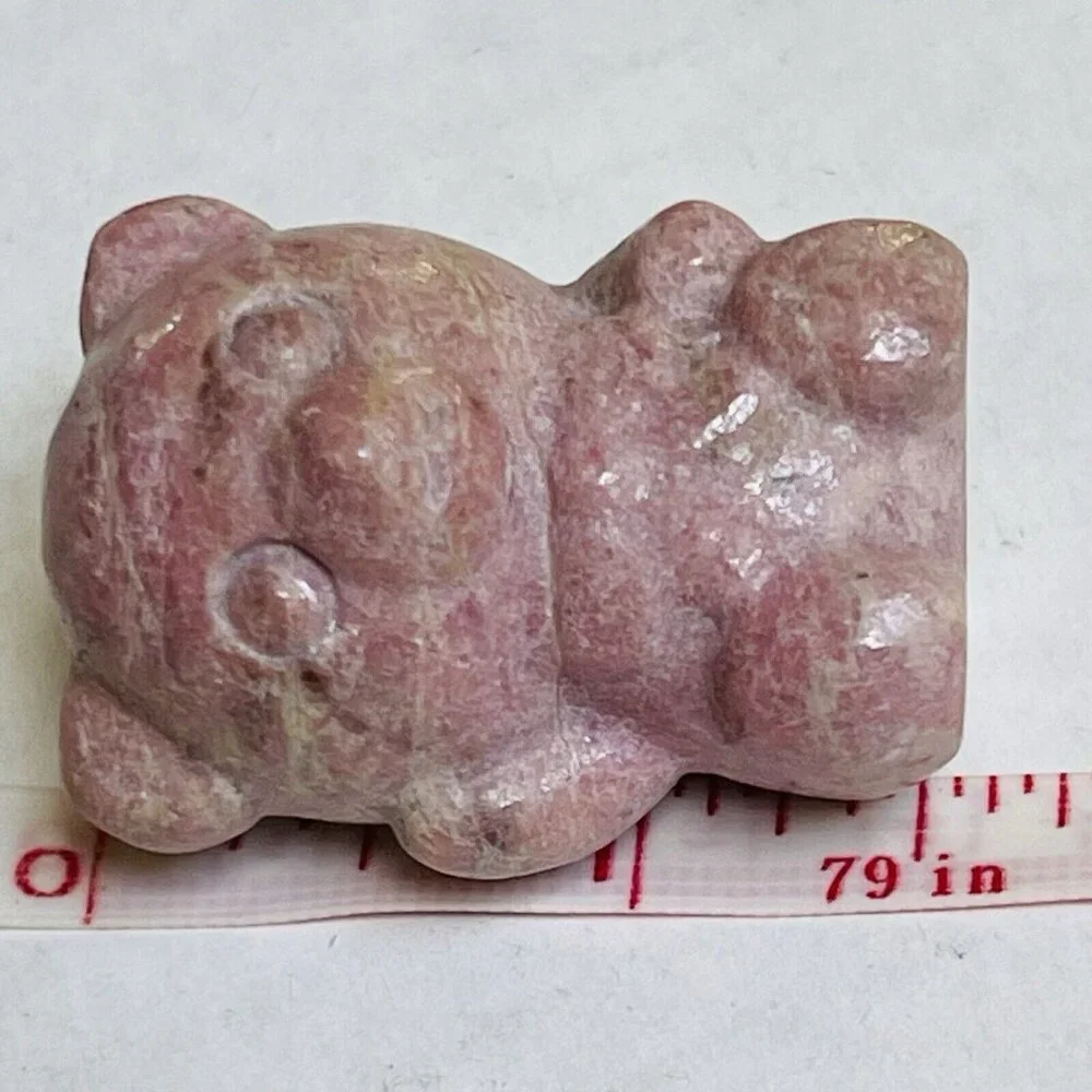 Pink Crystal Carved Bear Mini Figure Figurine